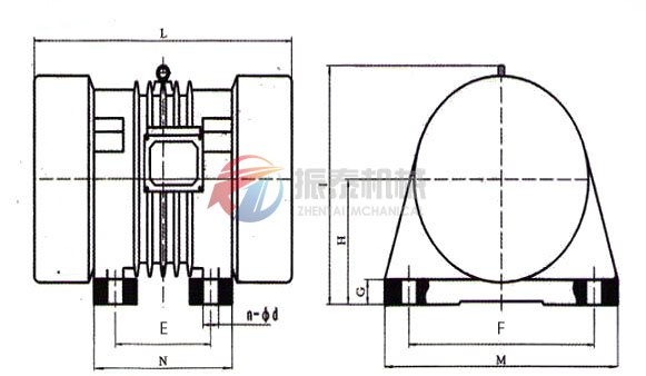 YZO系列振動電機(jī)尺寸示意圖